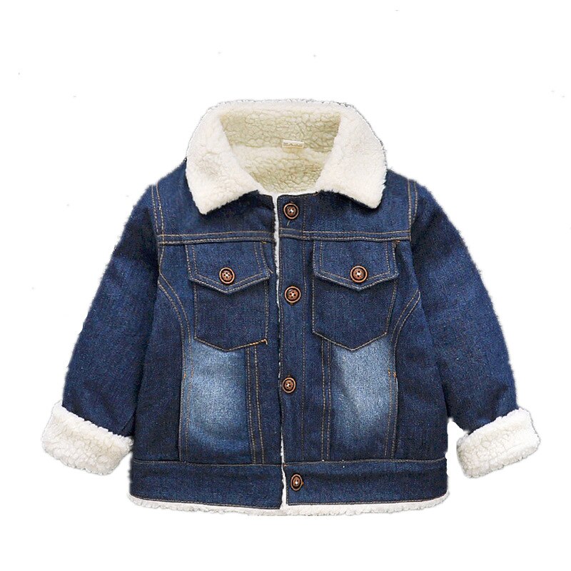 Abrigo biniduckling cálido para niños y niñas con forro polar grueso, chaqueta vaquera de invierno para bebés de 2 a 3 años: B / 12m