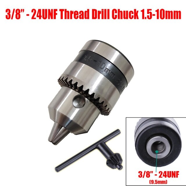 Drill Chuck Adapter Convert Impact Wrench Into Electric Drill - 1/2"-20UNF & 3/8"-24UNF Thread 3 Jaw Chuck: 24UNF 1.5-10mm