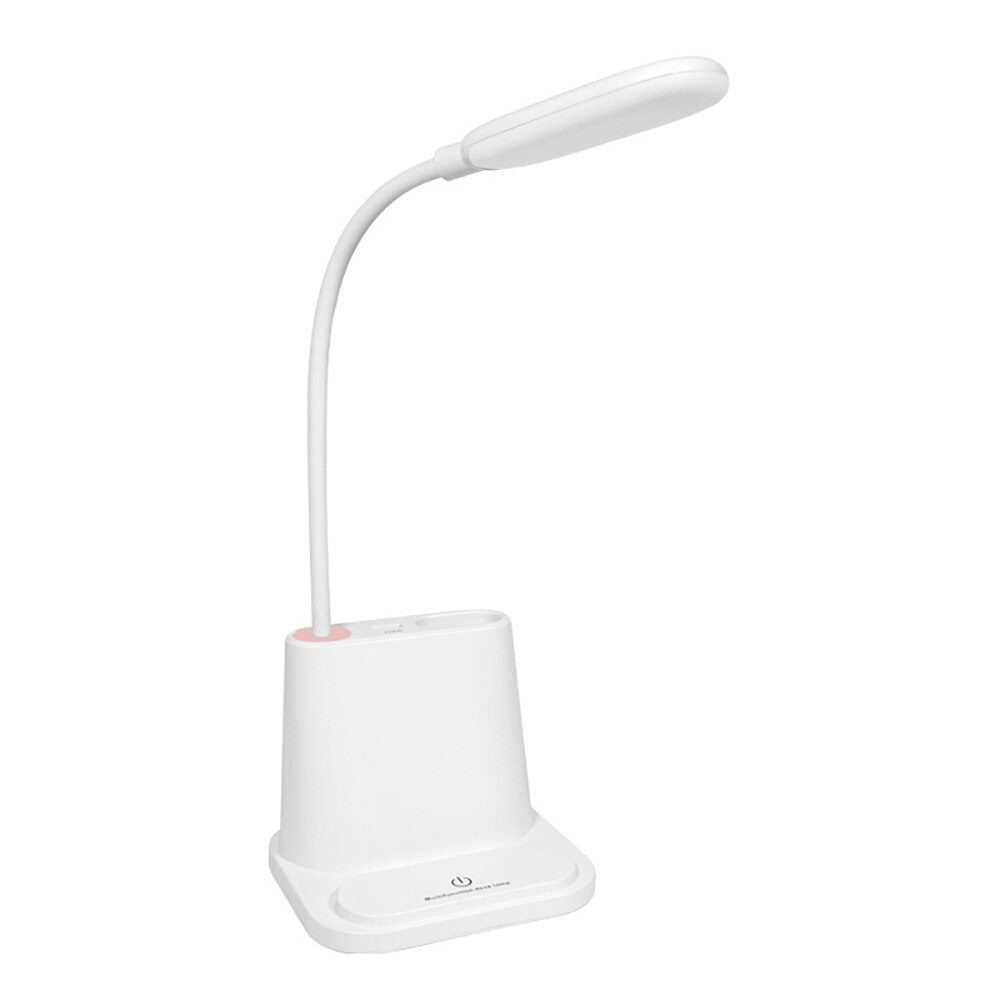 Multifunctionele Tafellamp Pen Houder Luchtkoeler Fan Usb Oplaadbare Led Verstelbare Nachtlampje 3in1 Desktop Led Leeslamp: white