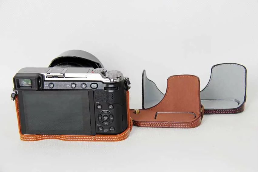 Klassische PU Leder Kamera Tasche Hälfte fallen Abdeckung Für Panasonic Lumix DMC-GX80 DMC-GX85 GX80 GX85 Kamera Halbkörper einstellen