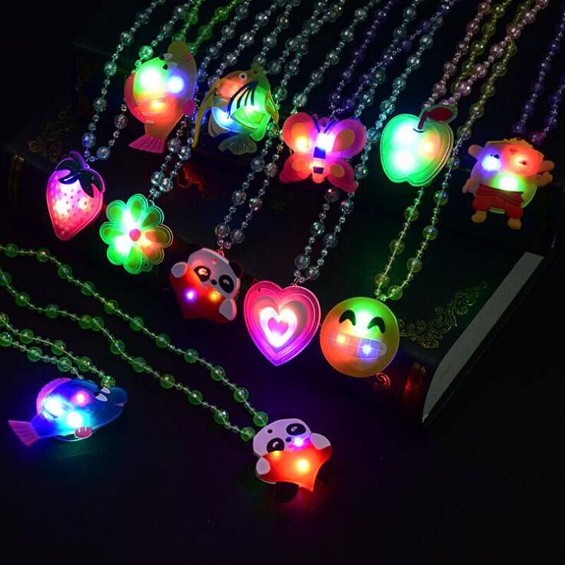 Huilong Glitter flash acrylic necklace led lamp novelty night market children's toys luminous light up toys glow