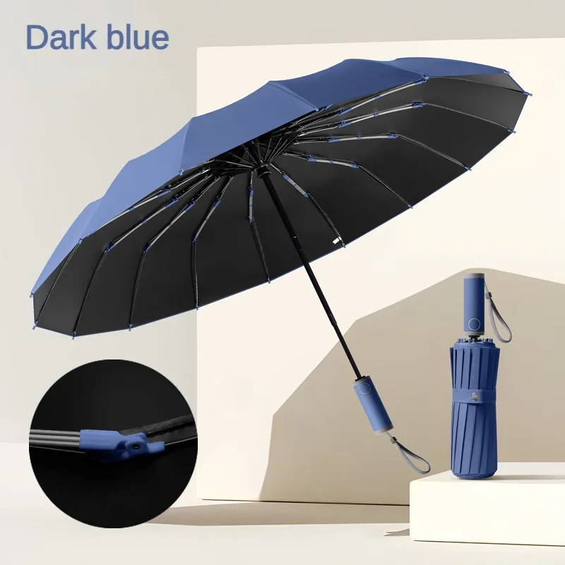 Paraguas automático grande súper fuerte para hombres y mujeres, plegable de 16K 112 huesos, paraguas especiales de lluvia Anti-UV impermeables a prueba de viento: Negro
