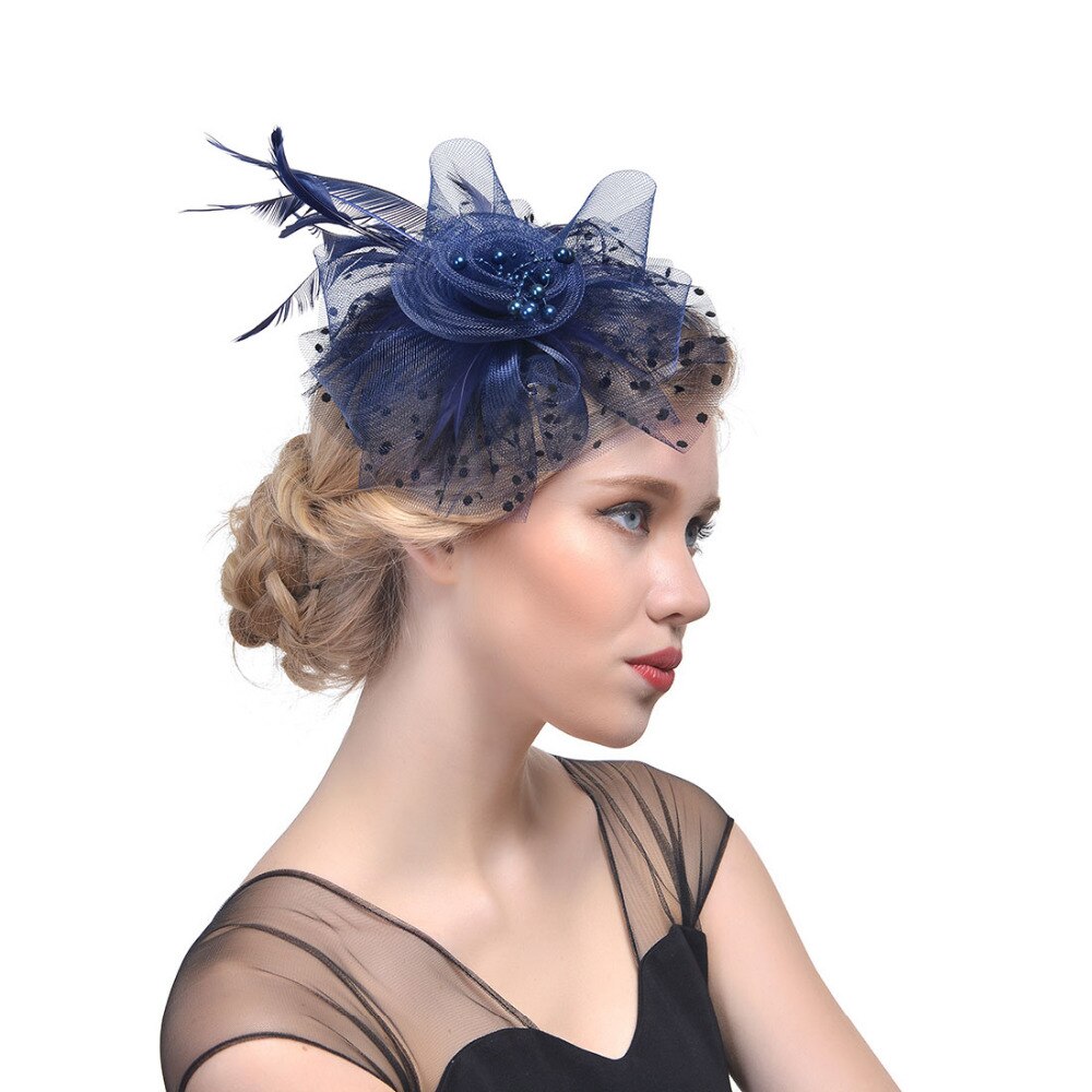 Vintage brude hatte fjer hovedbeklædning blomst fascinator stor gatsby brude hovedbeklædning til bryllupsfest elfenben hvid rød pink prom