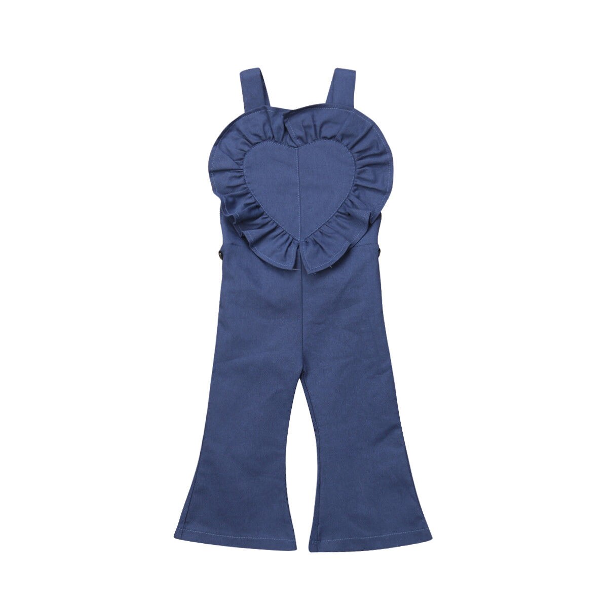 Princess 1-6 Years Kids Girls Boot Cut Pants Heart-shaped Drawstring Cute Overalls Clothes Outfits: Denim Blue / 6