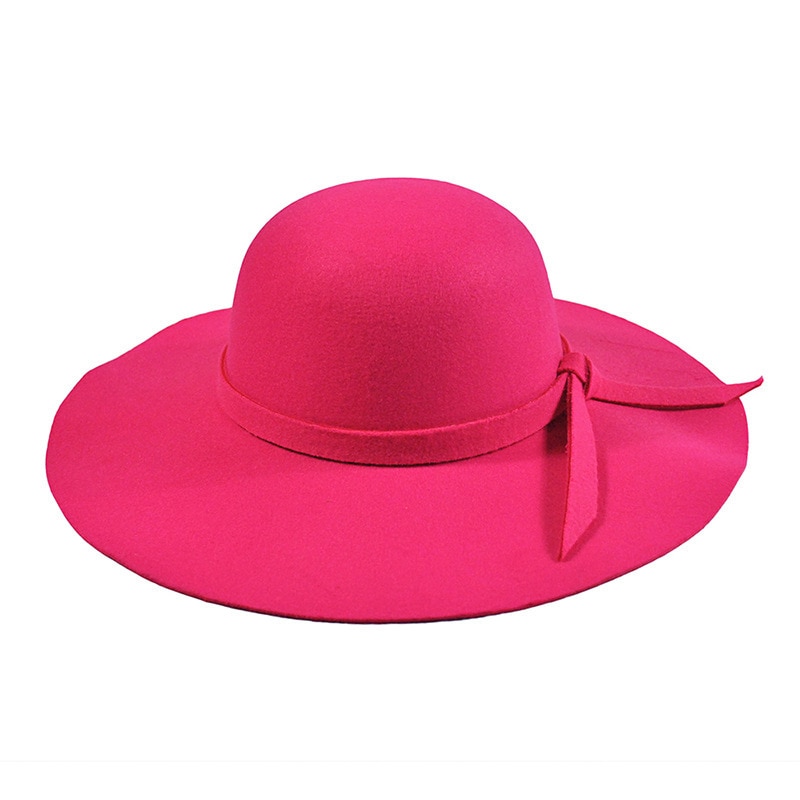 ¡Novedad! Sombrero Pillbox YIFEI, bombín Fedora sombrero de fieltro de ala ancha para mujer, gorra con lazo flexible para el sol, sombrero grande para mujer, 10 colores para exteriores: roseo