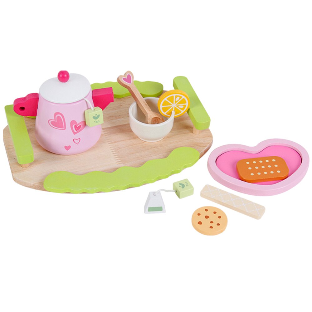 1 impostato Giocattolo Gioco di Ruolo Di Tè di Legno Utensili Da Cucina Piatto di Servizio Gioco di Ruolo Puntelli Giocattolo Educativo per il bambino