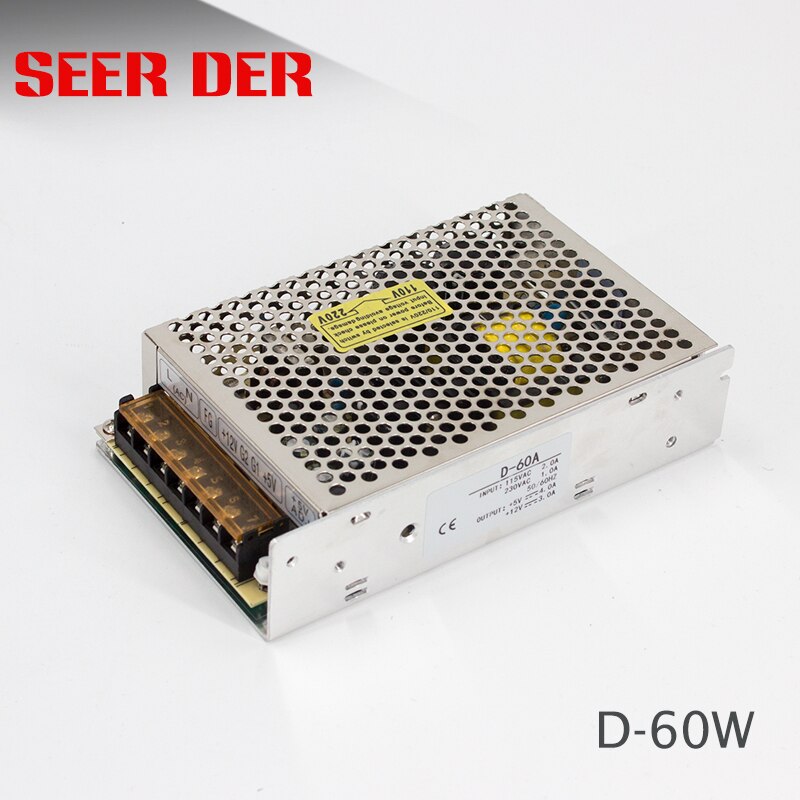 High Voltage 12V 5V Dual Output AC DC Mode 60W 5v 4a / 3a 12v multi output power supply D-60A