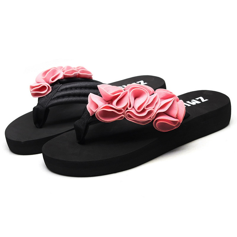 Dames slippers zomer bloemen clip teen slippers dames casual schoenen wiggen dames strand slippers antislip strandschoenen