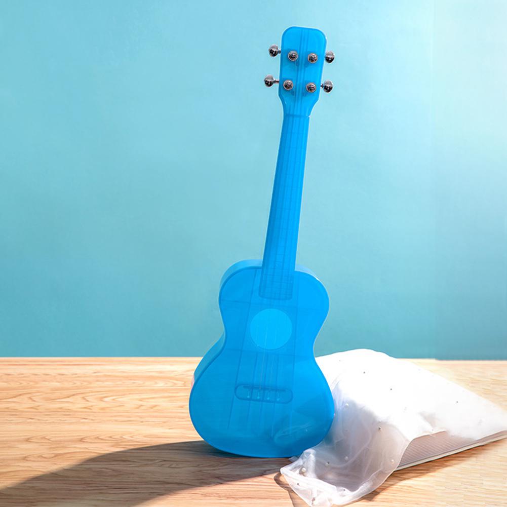 23 tommer gennemsigtig ukulele vandtæt udendørs hawaiiansk lille guitar ukulele musikinstrument guitar ukelele: Gennemsigtig blå