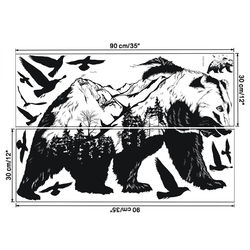 Black White Animal Silhouette Elk Zebra Eagle Horse Wolf Tiger Giraffe Wall Stickers Living Room Bedroom Decor Wallpaper: 5