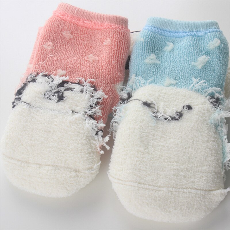 Skarpety dziecięce ciepły polarny koralowy skarpety dziecięce zimowe bawełniane chłopcy dziewczęce obuwie grube dziecięce skarpetki w zwierzątka antypoślizgowe kryty śliczne śliczne