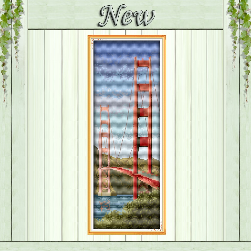 Amerikaanse Golden Gate Bridge landschap schilderijen geteld print op canvas DMC 11CT 14CT kits Kruissteek borduren handwerken Sets