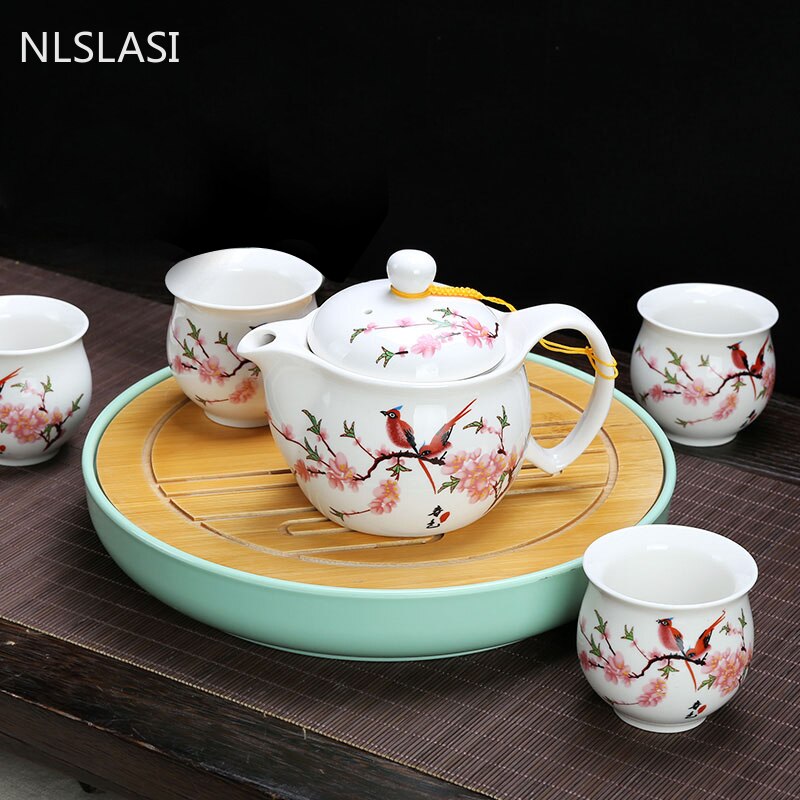 7 pcs/set Chinese Ceramic Tea sets Exquisite porcelain Teapot kettle double anti-scalding Teacups Household Teaware Drinkware