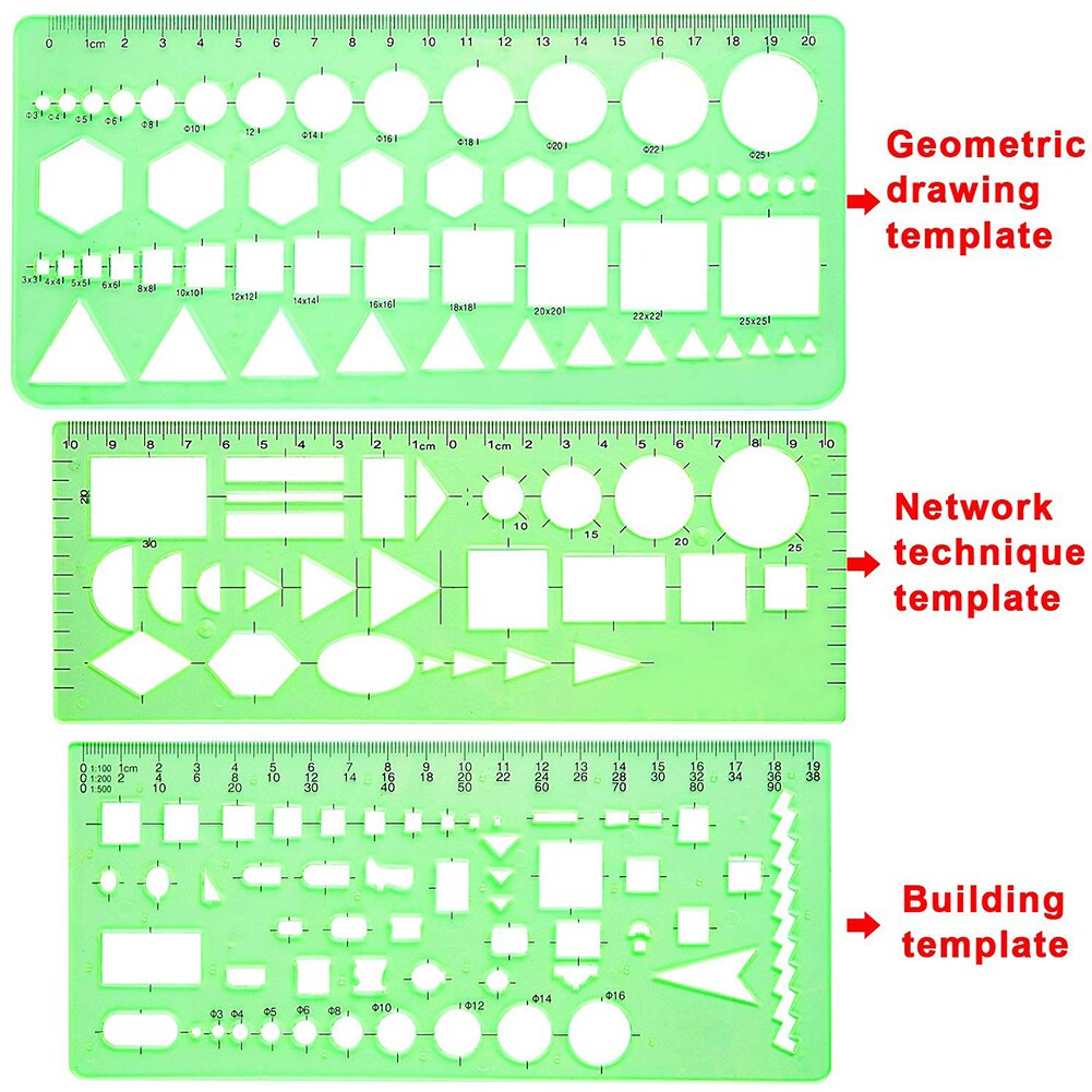 11 Pcs Rulers Practical Math Drawings Templates Measuring Work School Geometry Stencils Set Multifunction Learn Architecture