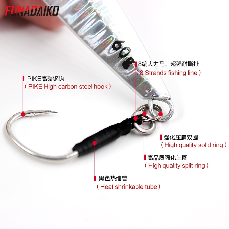 FUNADAIKO 5pcs/lot fishing jig Metal jig Jigging lure slow jig fishing jig lure micro jig 20g 30g 40g 60g jig with assist hook