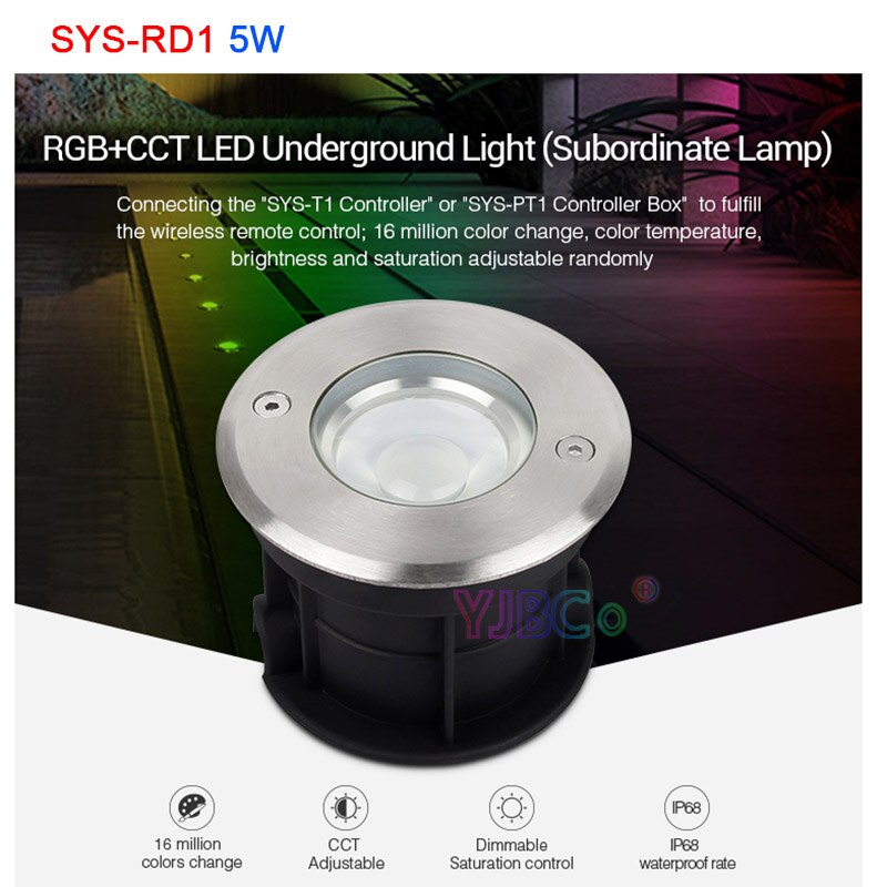 Miboxer Rgb + Cct Led Ondergrondse Licht SYS-RD1 SYS-RD2 5W 9W Ondergeschikte Lamp Waterdicht Spotlight Outdoor Light Remote controle: SYS-RD1