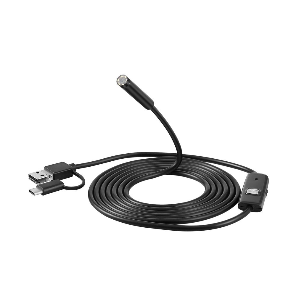 OCDAY 3 in 1 8MM USB Type-C & for Android & PC Endoscope 2.0MP 5m Hard Cable 6 LED Waterproof Inspection Camera for PC Laptop