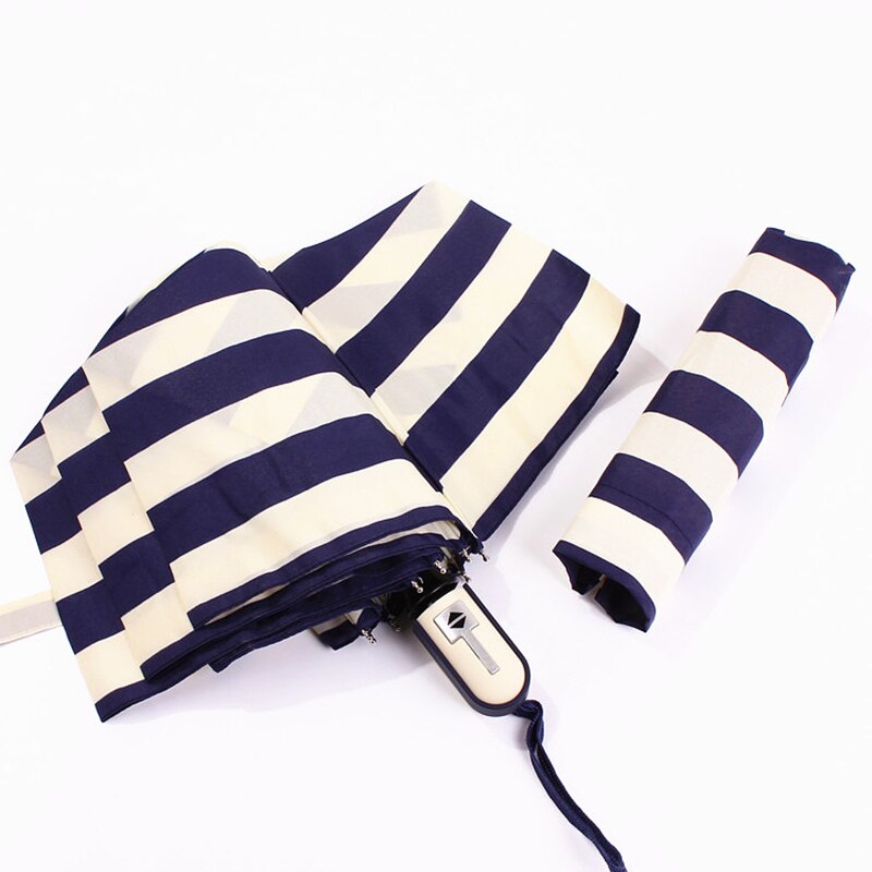Rayure parapluie pluie femmes moschino femmes automatique pliant parapluie 8Rib coupe-vent parapluie Anti-UV Art Umrella 6U25
