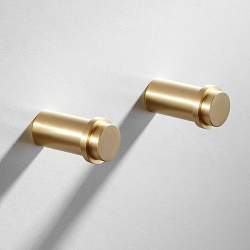 Messing haak geborstelde kleedhaken kledinghaak wandmontage badkameraccessoires messing kledinghanger deurhaak: 2 stuks