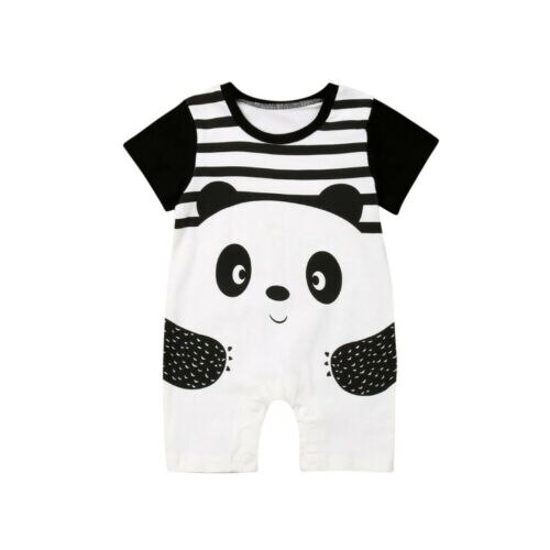 Baby Jongens Meisjes Cartoon Gestreepte Panda Print Romper Jumpsuit Totale Outfits