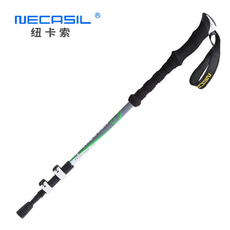 Nordic Walking Stick Camping Hiking Stick Aluminium Alloy Rod Ultralight Adjustable Telescopic Alpenstock Trekking Pole: green grey