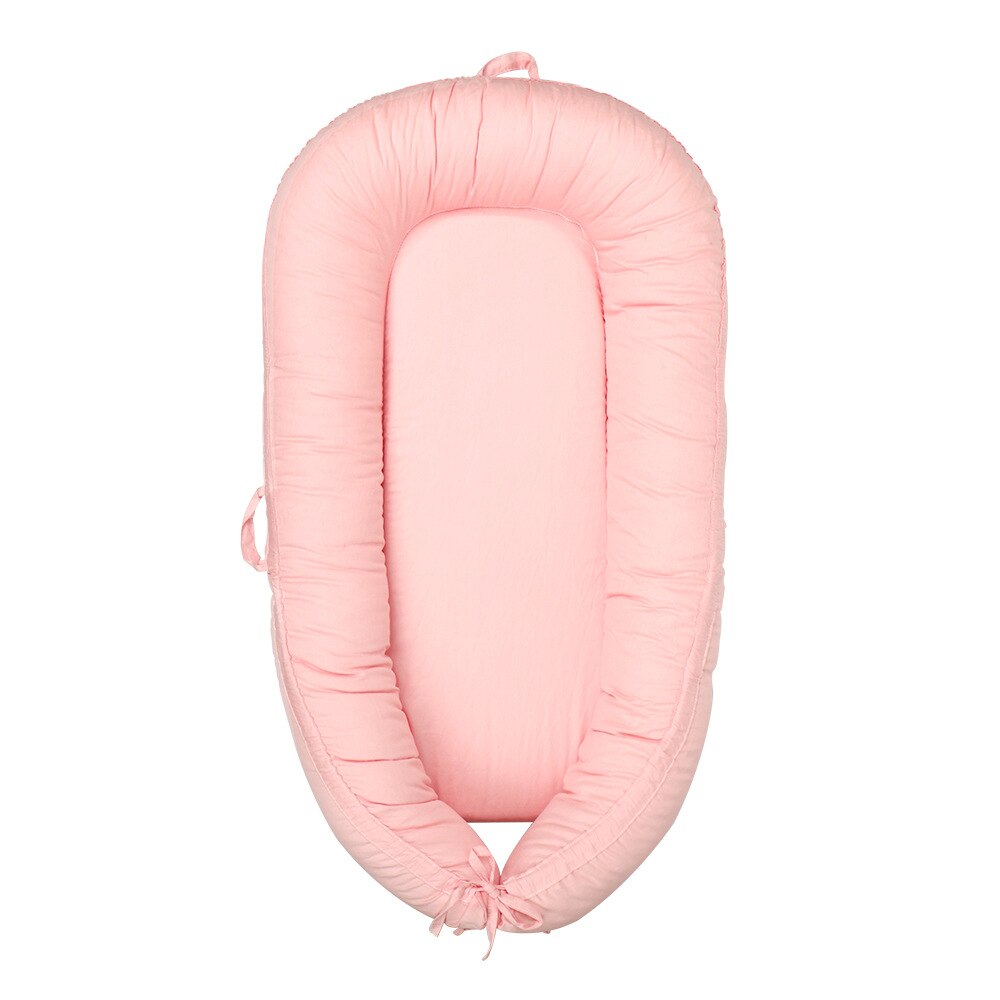 Flyttbar babynest säng bärbar spjälsäng bärbar resesäng spädbarn småbarn bomull vagga för nyfödd baby säng bassäng enfärgad: Rosa