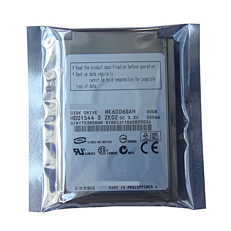 1.8 "CF 8MM 60 GO de disque dur MK6006GAH Pour R100 R200 TX17 TX26 TX37 ORDINATEUR PORTABLE HDD Remplacer MK4006GAH MK8007GAH HDD1544