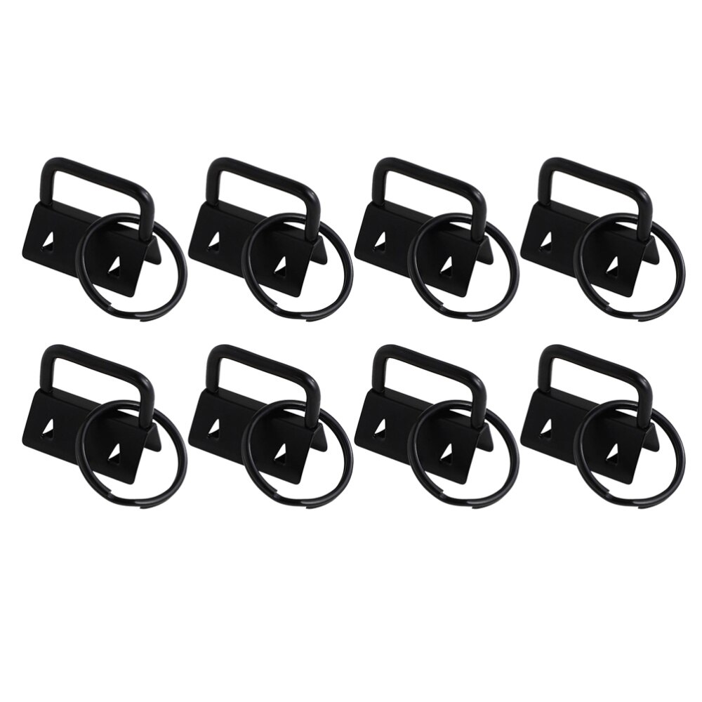 50Pcs DIY Fabric Hardware Key Chain Fob Wristlet Hardware with Key Ring for Lanyard Luggage Strap Accessories（25mm, Silver): Black