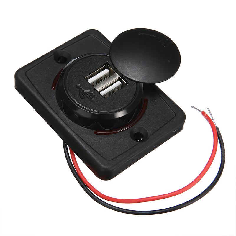 12 V Dual USB Car Charger Socket Outlet For Mobile Cell Phone Fast Charging Panel Mount Power Socket Charging Adapter