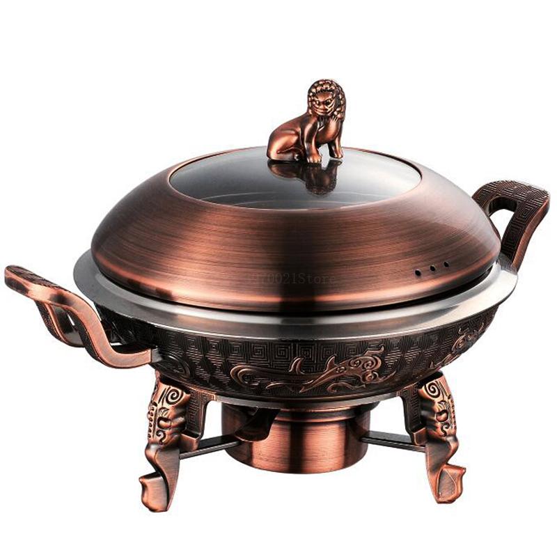 1.5L Verdikte Rvs Alcohol Pot Chinese Stijl Antieke Stoofpot Pot Komfoor Buffet Alcohol Kachel Mini Pot
