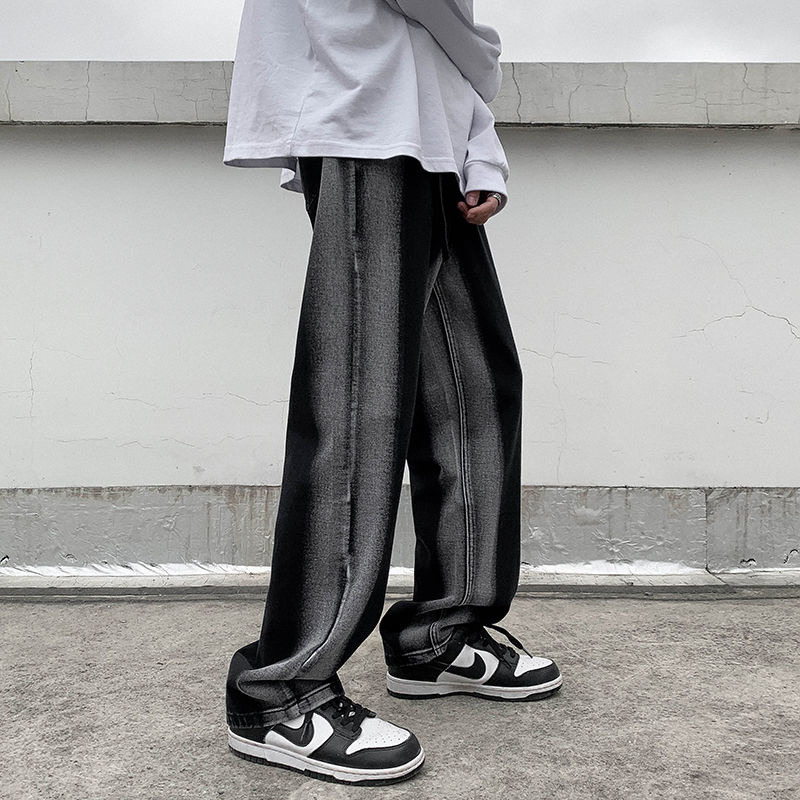 Pantalones vaqueros holgados para hombre, Jeans rectos informales, Retro, a la , ropa de calle suelta, Hip Hop, de piernas anchas, azul/negro