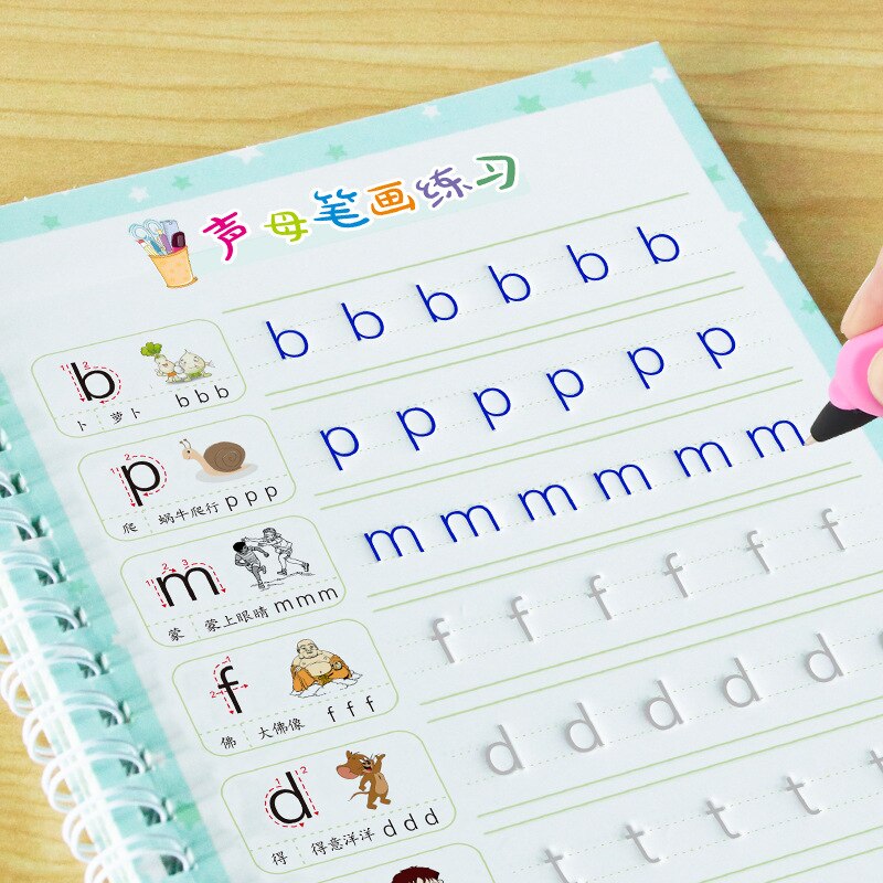 Planche de pratique de calligraphie pour jeunes enfants de 3 à 8 ans, 8 pièces, pour débutants, écriture régulière avec chiffres