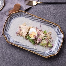 Ceramic dishes, household rectangular Western dishes Large steamed fish plate grilled fish plate microwave oven