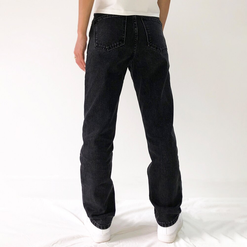 Baggy jeans til kvinder boyfriend mom jeans høj talje sorte løse lige denimbukser vintage streetwear