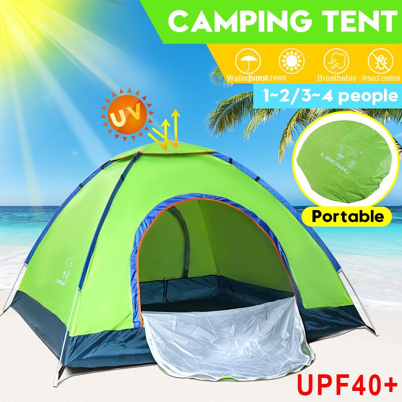 Ultralight Popping Up Tent Outdoor Camping Beach Rodless Tent Waterproof For 2/4 Persons