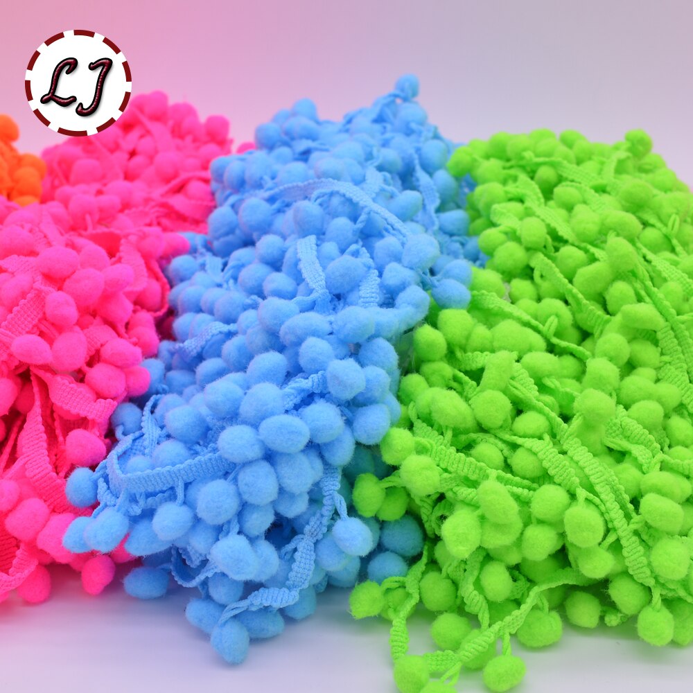 verkoop 5yd/lot 25mm breedte kleurrijke PP bal elastische kant lint kwastje trim naaien materiaal accessoires voor thuis decoratie