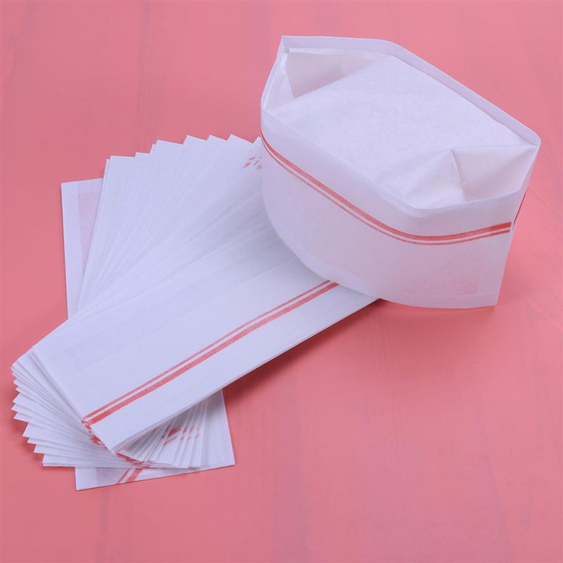 20pcs One-time Hats Disposable Non-woven Paper Caps Restaurant Kitchen Hotel Chef Workwear Accessories