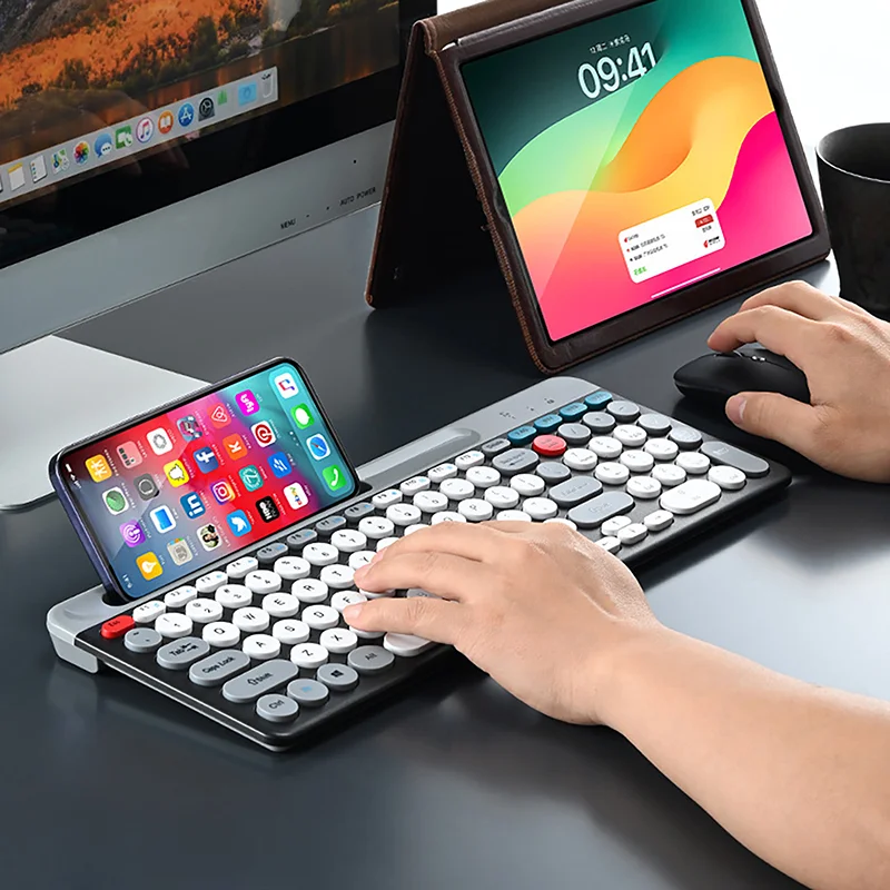 2,4 G kabellose Tastatur-Maus-Kombination, tragbar, Bluetooth, bunte Tastatur, wiederaufladbar, leise, für Tablet, Laptop, Desktop-Computer