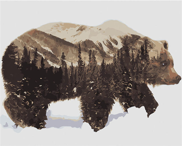 HUACAN cuadros por números animales pintura al óleo por números Kits de oso dibujo lienzo DIY invierno pintado a mano decoración del hogar: SZGD418