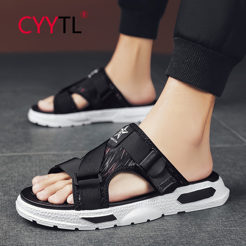 Cyytl sommar för män friluftssandaler sömmar mjuka och bekväma flip flops andas avslappnade lätta tofflor