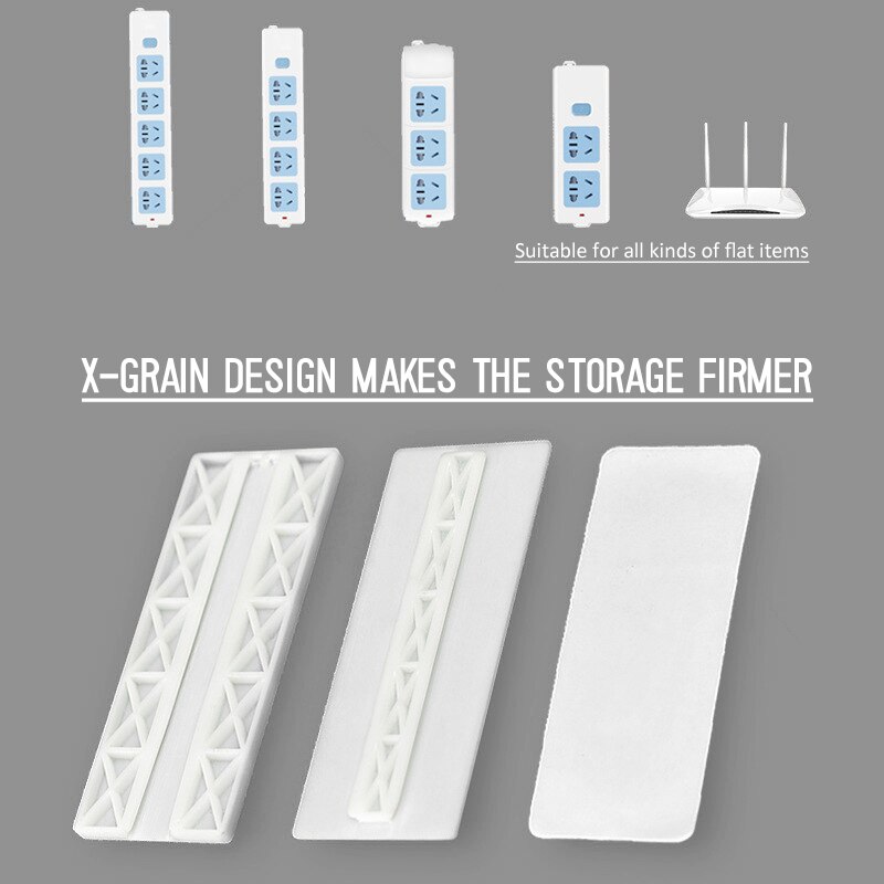 Punch-free Plug Fixer Wall-Mounted Sticker Self-Adhensive On Wall Plug Fixing Device Automatic Paste Plug Fixing Cable Organizer