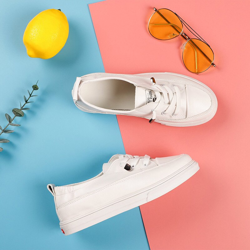 Dames zachte leren sneakers witte schoenen flats pu canvas loafers comfort veter casual zomer vrouw gevulkaniseerde zomer mocassins
