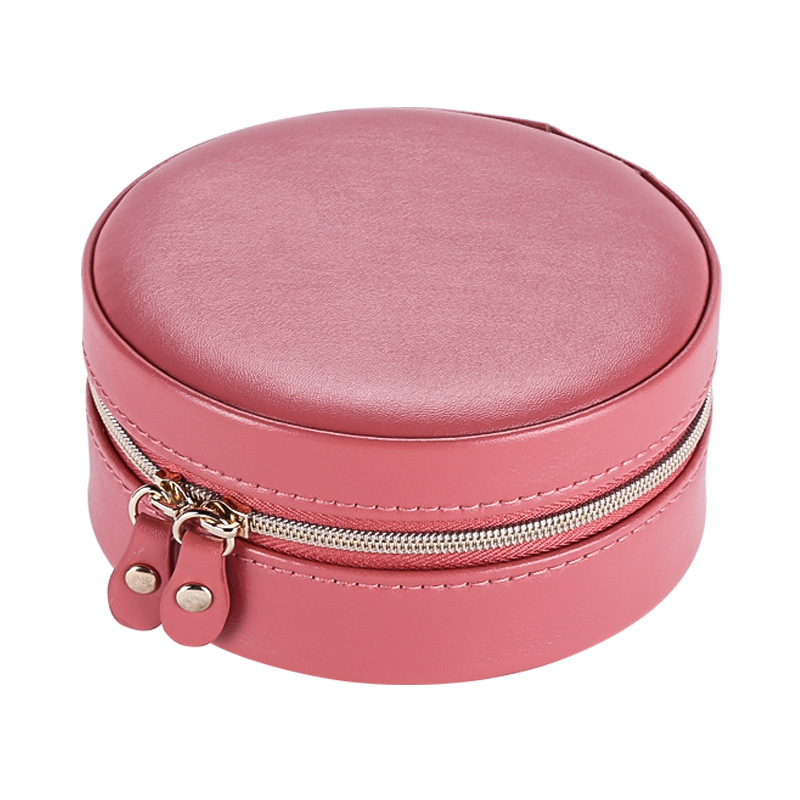 Jewelry Organizer Cases Display Travel Portable Jewelry Box Leather Storage Organizer Earring Holder Boxes Travel Cosmetic Bag: M4-red