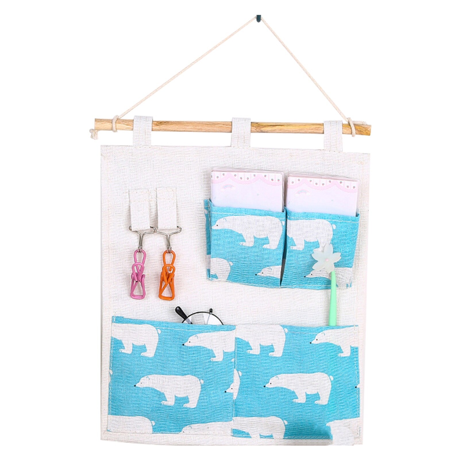 6/8 Pockets Stripe Closet Wall Hanging Organizer Cotton Linen Wardrobe Hanging Storage Bag Cosmetic Sundries Jewelry Storage: C