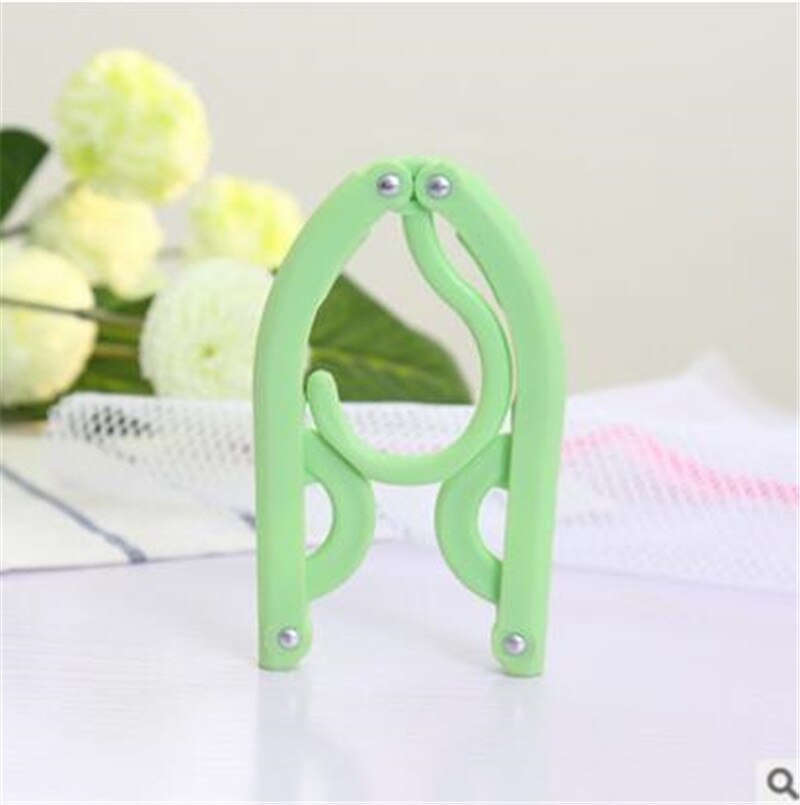 5Pcs Portable Travel Cloth Hanger Plastic Foldable Rack Drying Clothespin Trouser Coat Towel Socks Storage Closet Organizer: Green