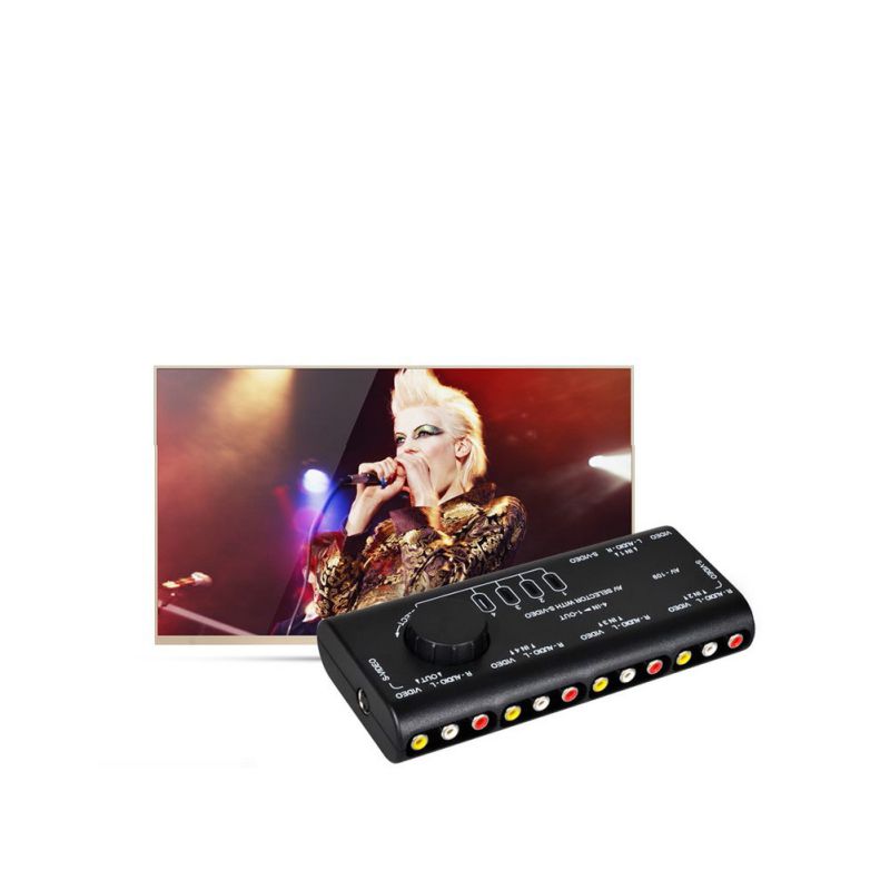 AV Switch 4 In 1 Out Audio Video Converter Splitter Switcher Selector Box
