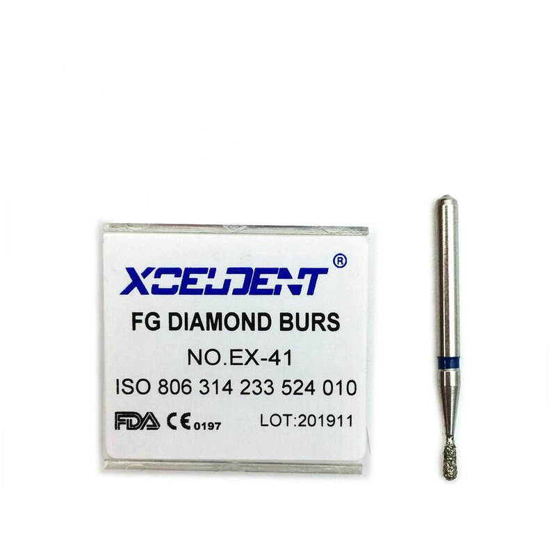 10pcs Dental Diamond Burs Drill Dental Dia-burs Medium FG 1.6M Dentist for High Speed Handpiece EX-41
