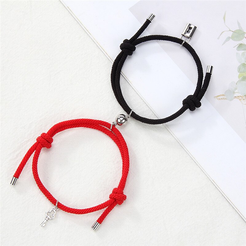Mode Key Lock Metaallegering Paar Armband Magneet Attractie Beste Vriend Verstelbare Touw Armbanden Voor Vrouwen Mannen Sieraden: I