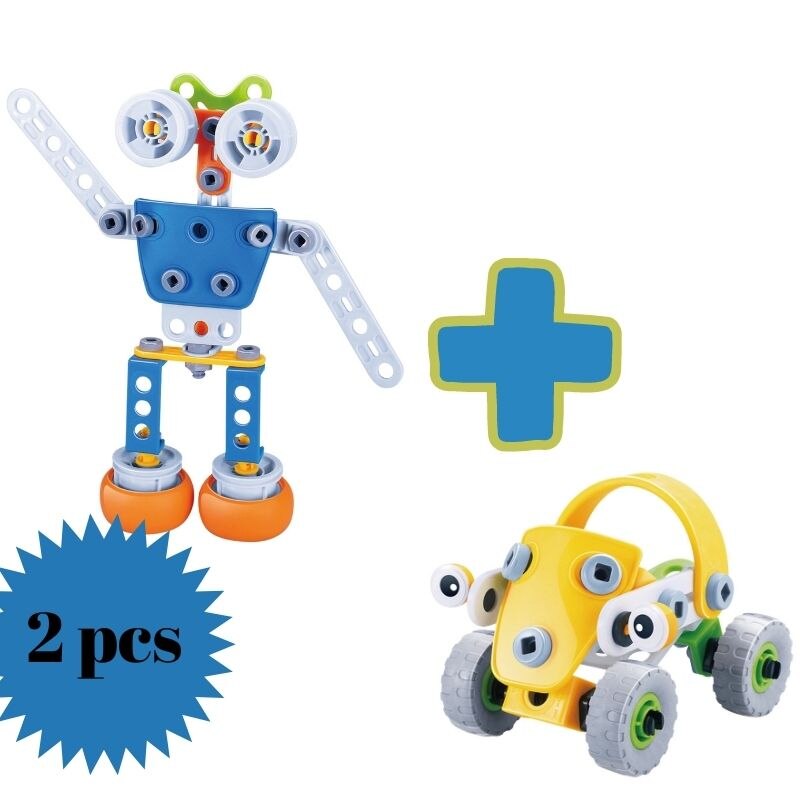 Hanye 2'li mette insieme Vidali Trainer Puzzle costruire e giocare Robot J7709 e Mini Car J312