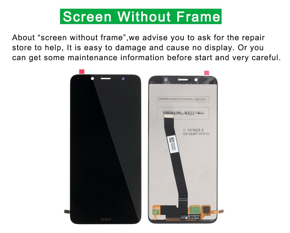 Original for Xiaomi Redmi 7A LCD display touch screen digitizer Assembly + frame for redmi 7a display replacement repair parts: black without frame